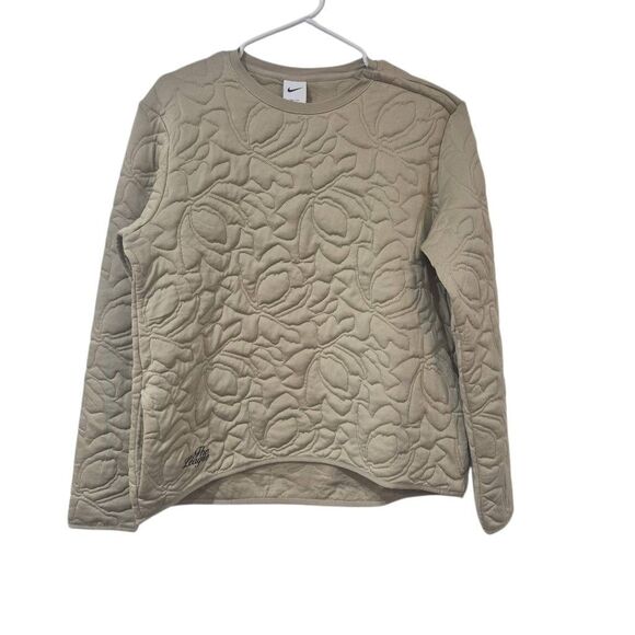 Nike Dri-Fit Golf "The League" Tan Quilted Sweatshirt w Pockets & Zip Neck NEW - Picture 8 of 16